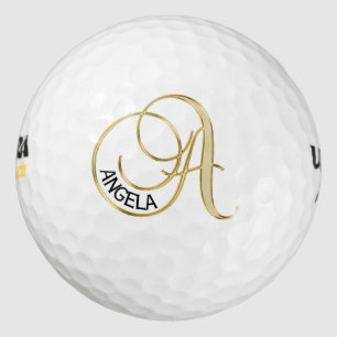 Personalised Monogram Gold Letter A - Gift Golf Balls