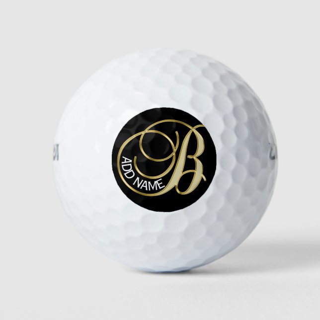 Personalised Monogram Gold Letter B - Gift Golf Balls (Front)