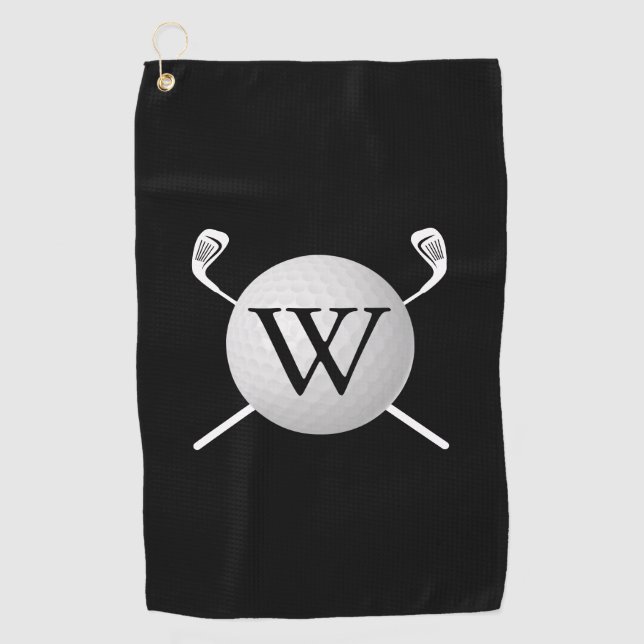 Personalised Monogram Golf Ball Clubs Golf Towel (Front)