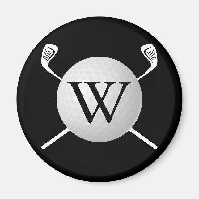 Personalised Monogram Golf Ball Clubs Magnet (Front)