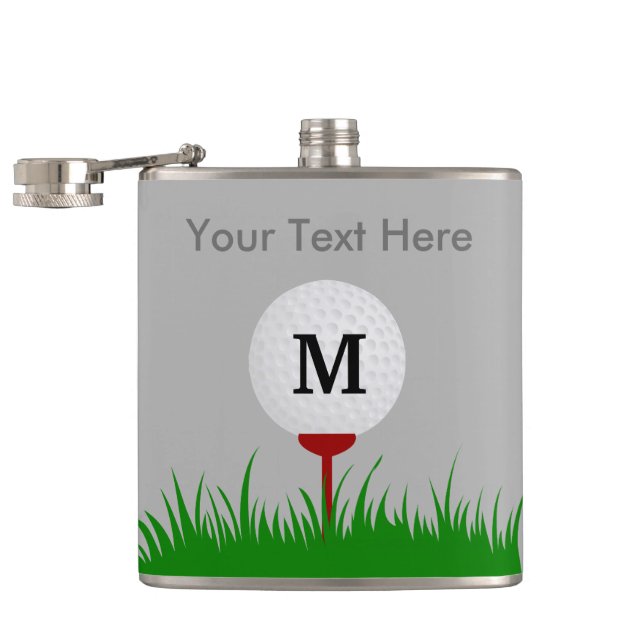 Personalised Monogram Golf Ball Flask (Opened)
