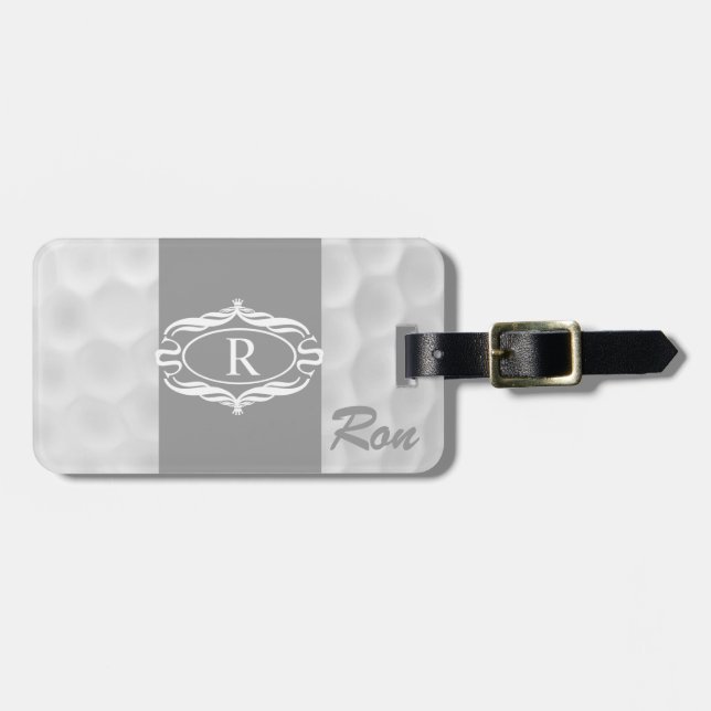 Personalised Monogram Golf Ball Luggage Tag (Front Horizontal)