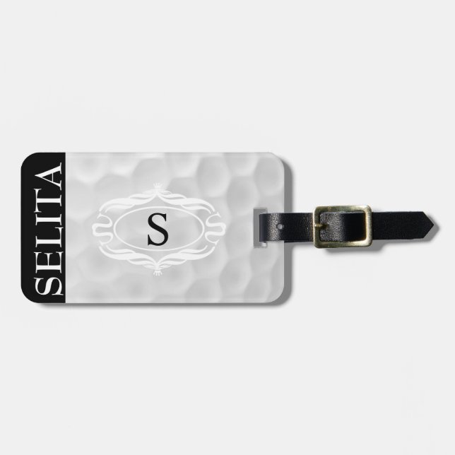 Personalised Monogram Golf Ball Luggage Tag (Front Horizontal)