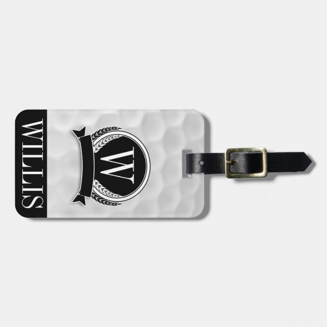 Personalised Monogram Golf Ball Luggage Tag (Front Horizontal)
