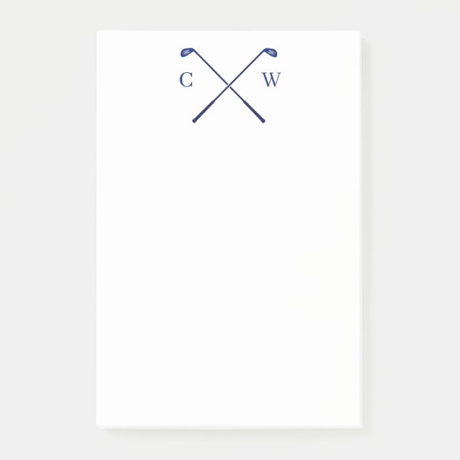 Personalised Monogram Golf Club Blue Post-Its Post-it Notes (Front)