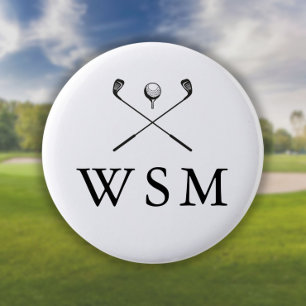 Personalised Monogram Golf Clubs 6 Cm Round Badge