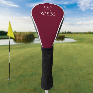 Personalised Monogram Golf Clubs Burgundy Red Head Cover