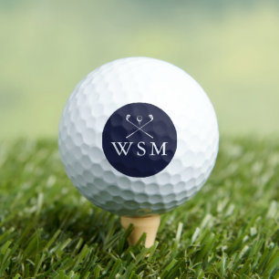 Personalised Monogram Golf Clubs Navy Blue Balls