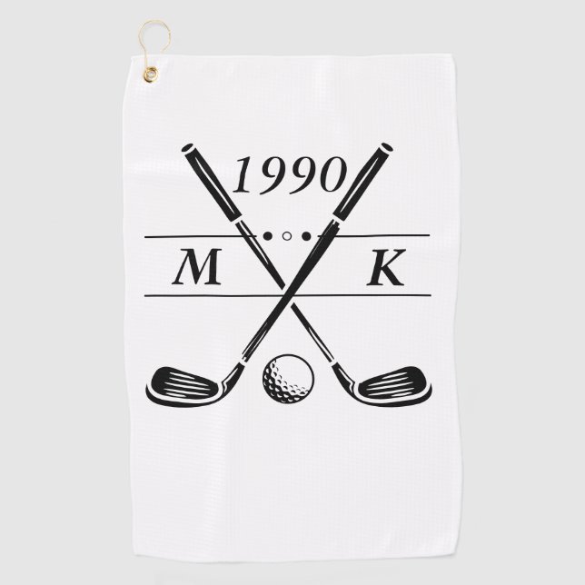 Personalised Monogram Golf Clubs Towel (Front)
