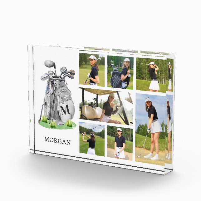 Personalised Monogram Golf Photo Collage Block (Right)