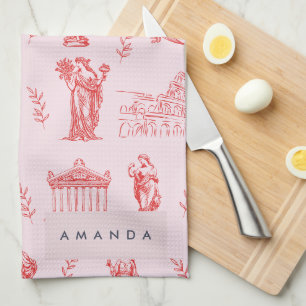 Personalised Monogram Greek Ancient Statue Gifts Tea Towel