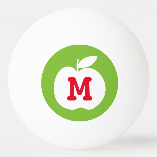 Personalised monogram green apple ping pong ball (Front)