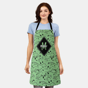 Personalised Monogram Green Floral MOTHER Apron
