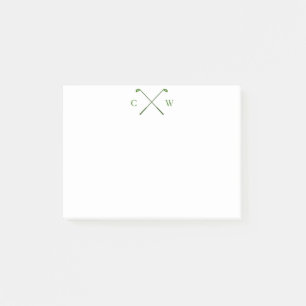 Personalised Monogram Green Golf Club Post-Its Post-it Notes