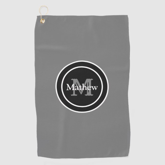 Personalised Monogram Grey Golf Towel (Front)