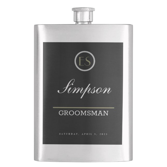 Personalised Monogram Groomsman Gift Hip Flask (Front)
