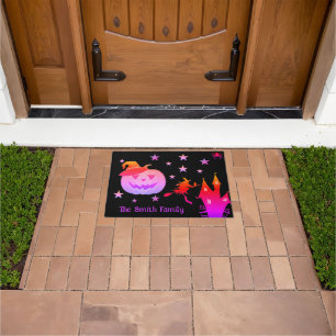 Personalised Monogram Halloween Pumpkin Face Doormat