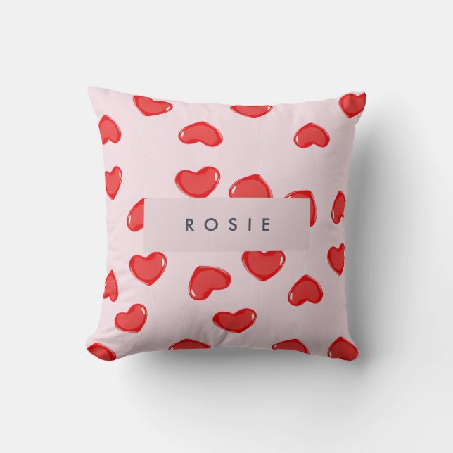 Personalised Monogram Heart Lolipop Valentines Cushion (Front)