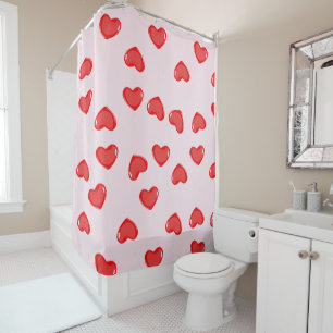 Personalised Monogram Heart Lolipop Valentines Shower Curtain