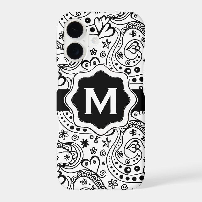 Personalised Monogram Hearts Love Doodle Pattern (Back)