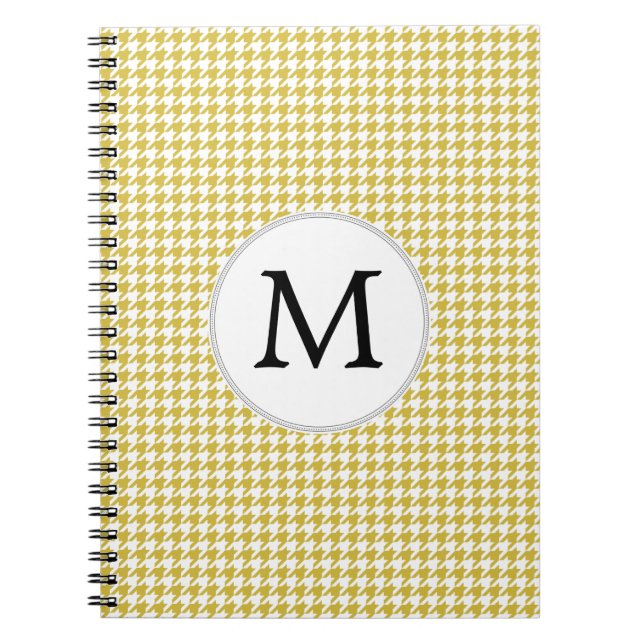 Personalised Monogram Houndstooth pattern Yellow Notebook (Front)