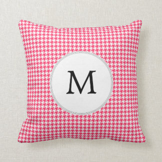 Personalised Monogram Houndstooth Pink and White Cushion