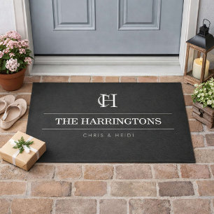 Personalised Monogram Housewarming Gift Dark Grey Doormat