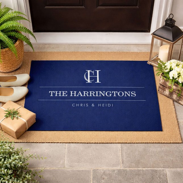 Personalised Monogram Housewarming Gift Navy Blue Doormat (Creator Uploaded)