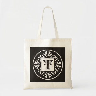 Personalised Monogram In Black and White~Initial T Tote Bag