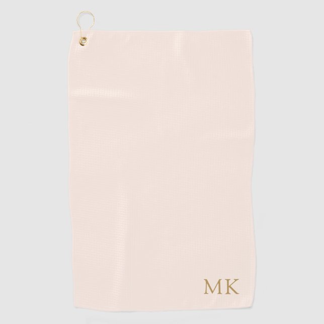Personalised Monogram Initial Blush Gold Modern Golf Towel (Front)
