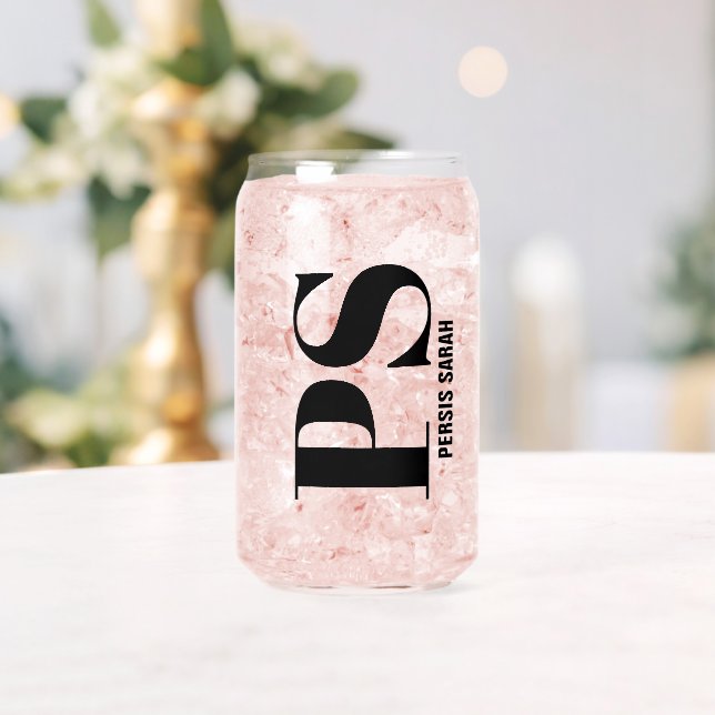 Personalised Monogram Initial Custom Name Can Glass (Insitu (Wedding))