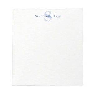 Personalised Monogram Initial Custom Notepad Blue