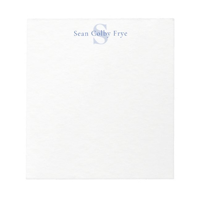 Personalised Monogram Initial Custom Notepad Blue (Front)