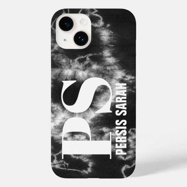 Personalised Monogram Initial Name Black Tie Dye Case-Mate iPhone Case (Back)