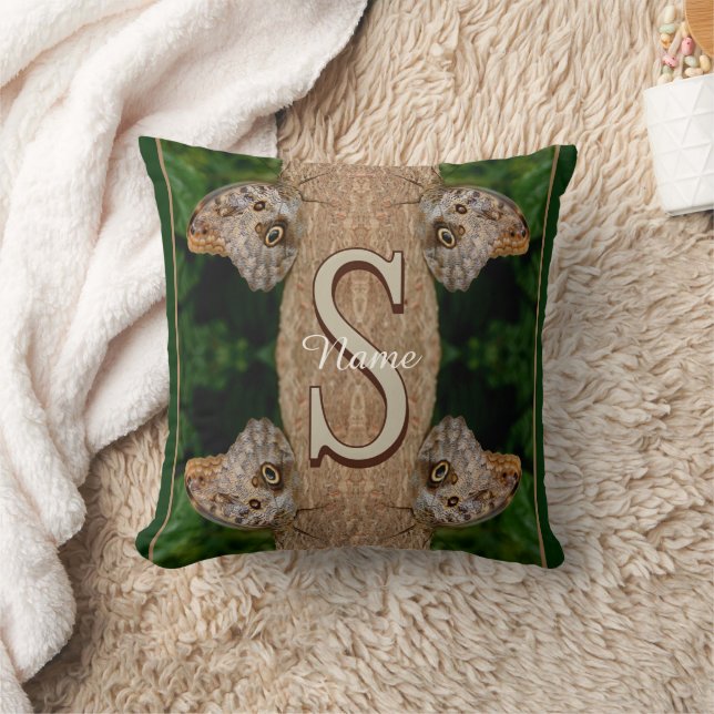 Personalised Monogram Initial Name Butterfly Art Cushion (Blanket)