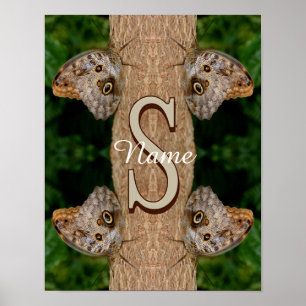 Personalised Monogram Initial Name Butterfly Art Poster