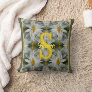 Personalised Monogram Initial Name Daisy Art Cushion