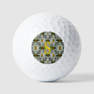 Personalised Monogram Initial Name Daisy Art Golf Balls