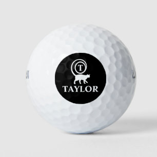 Personalised Monogram Initial Name Kitty Cat Lover Golf Balls