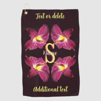 Personalised Monogram Initial Name Lily Art Golf Towel