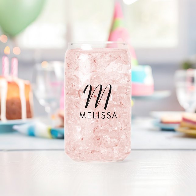 Personalised Monogram Initial & Name Script Modern Can Glass (Insitu (Birthday))