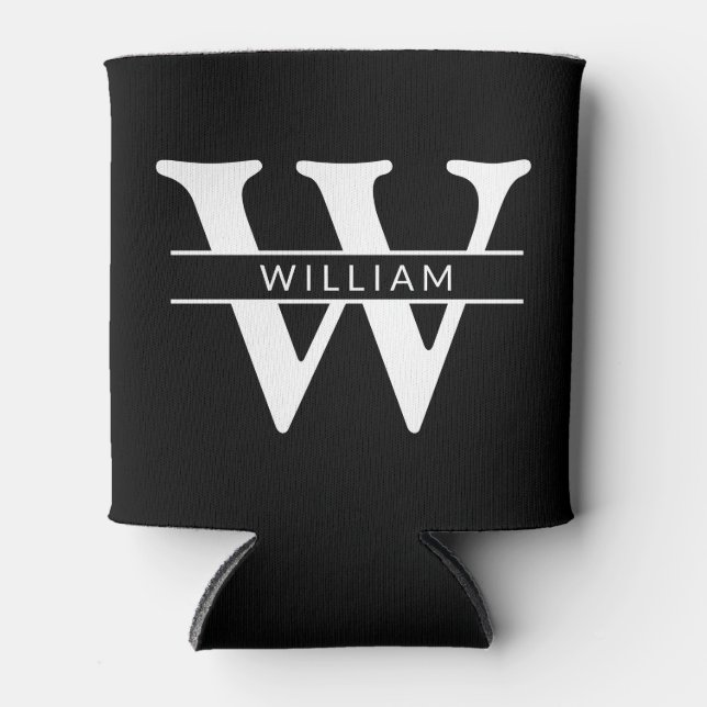 personalised monogram initial & name simple can cooler (Front)