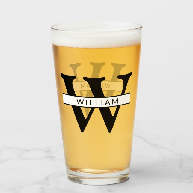 personalised monogram initial & name simple glass (Back Filled)