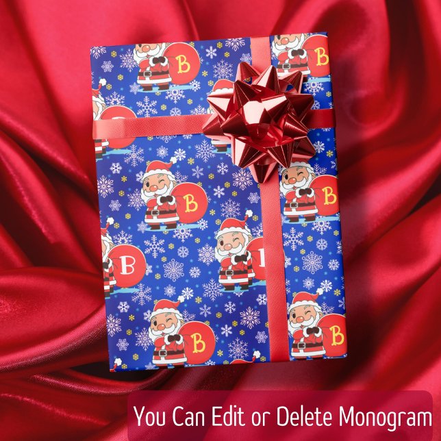 Personalised Monogram Initial on Santa Claus Bag Wrapping Paper (Creator Uploaded)