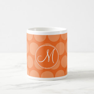 Personalised Monogram Initial Orange Polka Dots Coffee Mug