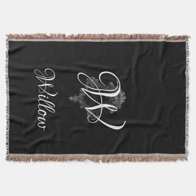 Personalised Monogram Initial  Throw Blanket (Front)