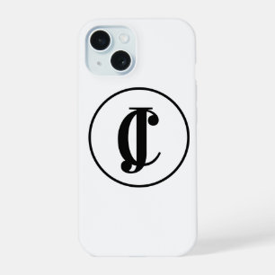 Personalised Monogram Initials Black and White iPhone 15 Case