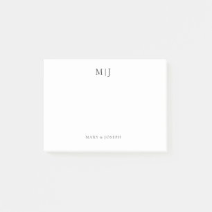 Personalised Monogram Initials Black Typography  Post-it Notes