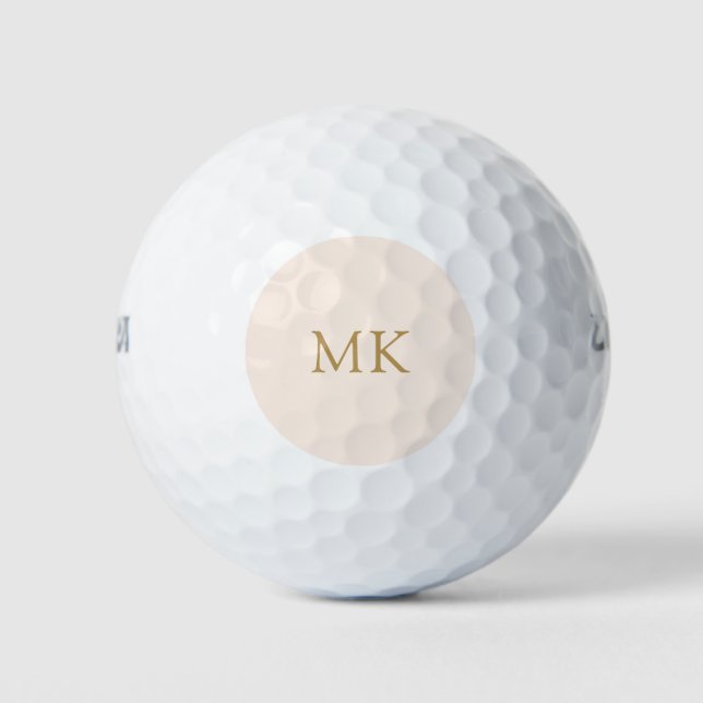 Personalised Monogram Initials Modern Blush Gold Golf Balls (Front)
