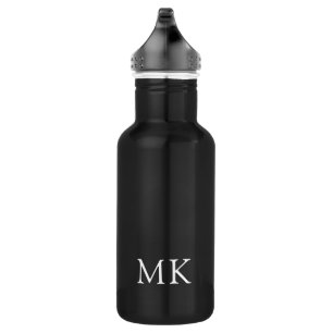 Personalised Monogram Initials Modern White Black 532 Ml Water Bottle